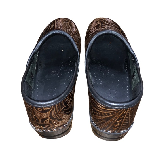 Dansko Brown Leather Tooled Clog - Picture 5 of 16